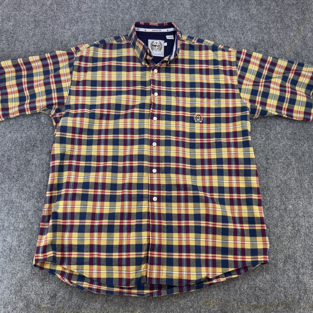 Cinch Plaid Short Sleeve Button Down Western Shirt Yellow Size L